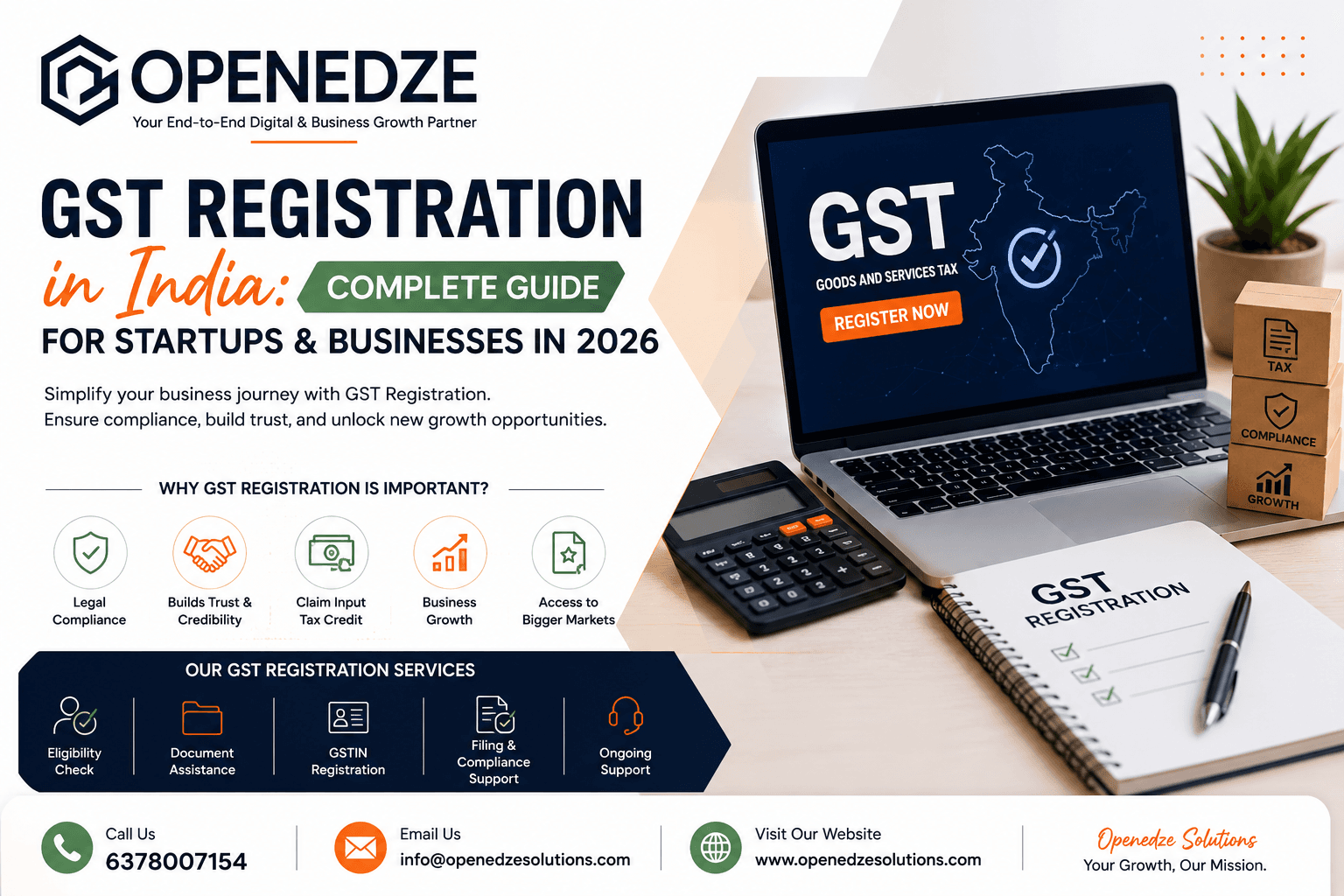 Professional tax consultant reviewing GST registration documents and digital tax filing