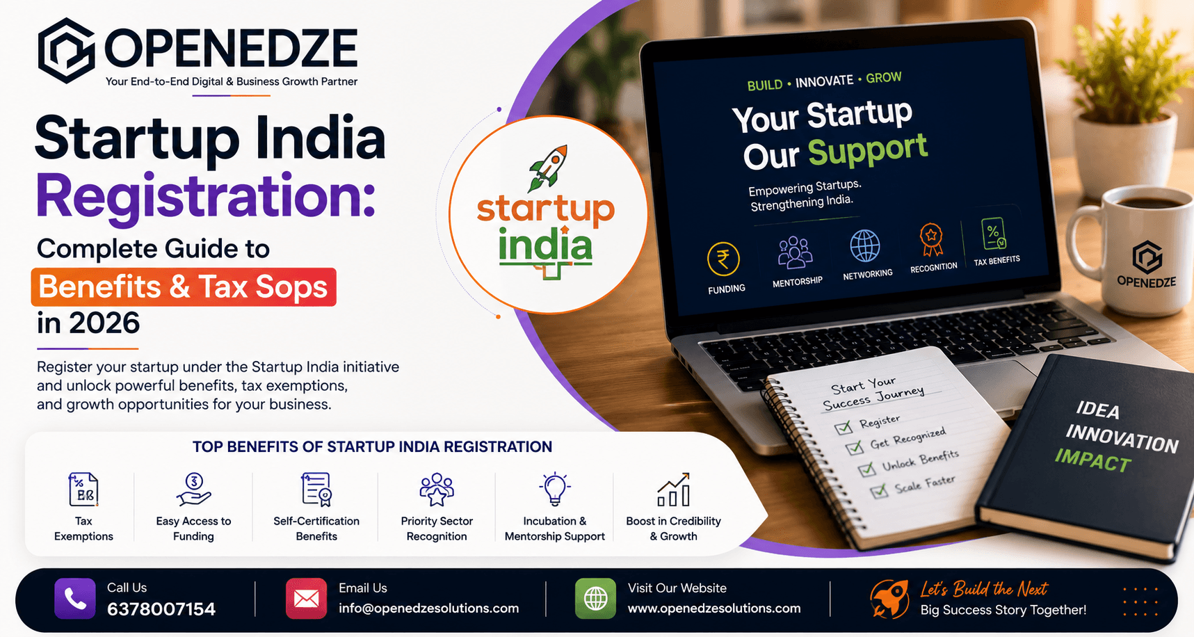 Startup founders celebrating startup India recognition and government support